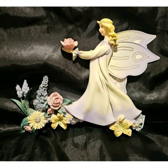 Set Of 2 Flower Fairy Pixie Wall Hangings Garden Angels 10x12” 2005 Art Deco - Picture 2 of 10